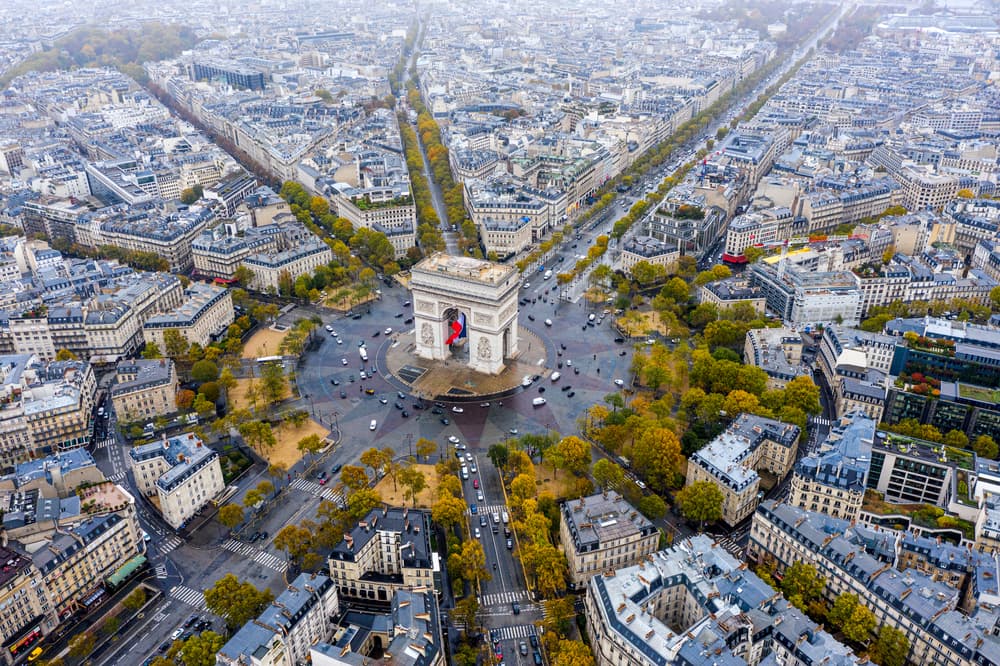 Arc De Triomphe Aerial View