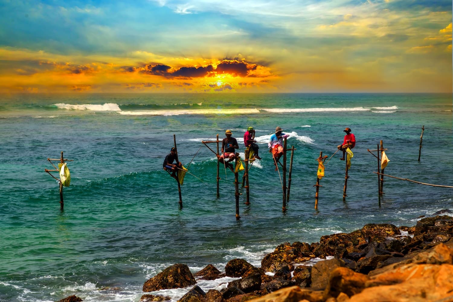 traditional stilt fishermen