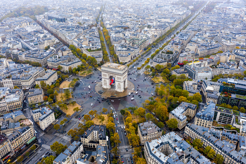 Arc De Triomphe Aerial View