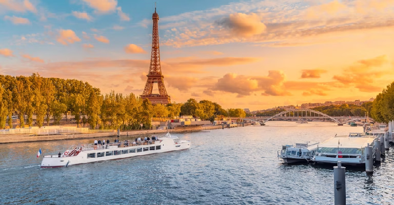 Eiffel Tower With Seine River
