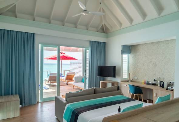 water villa with pool and slide bedroom