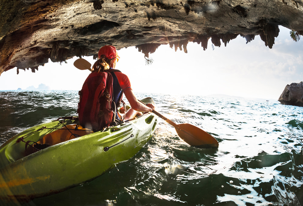 Kayak around Cathedral Cove