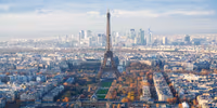 Eiffel Tower and La Defence in Paris